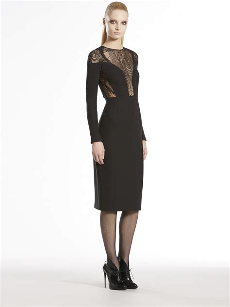 gucci dress flower black top dress|Gucci long sleeve lace dress.